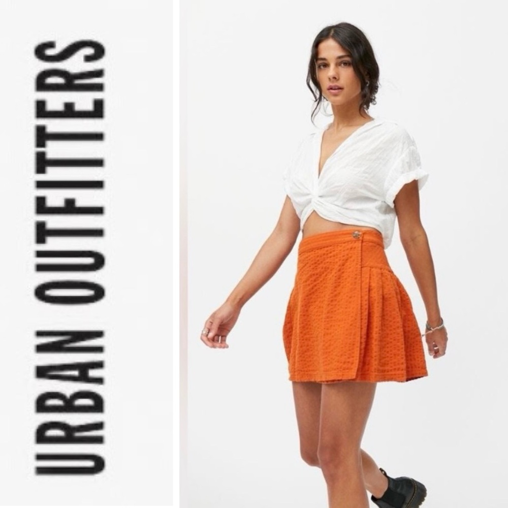 NWOT UO 90’s burnt orange mini a line wrap skirt